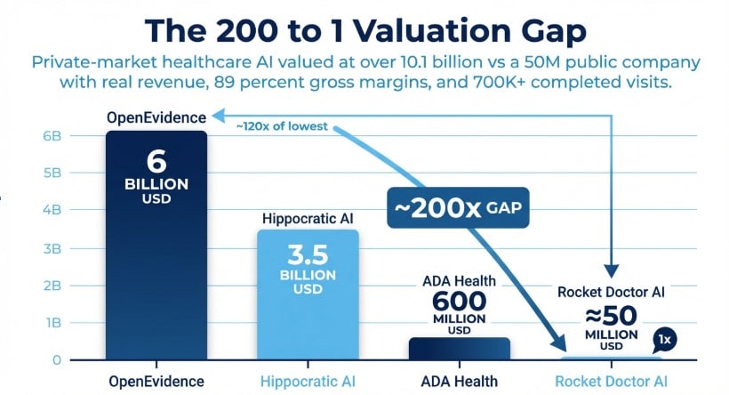 The 200 to 1 Valuation Gap — Healthcare AI comparison